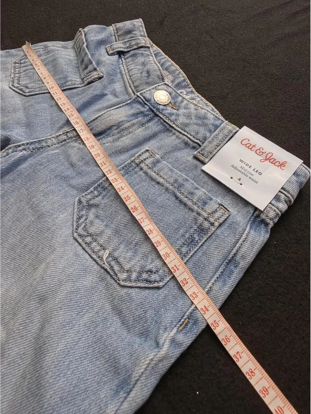 Cat & Jack Girls Wide Leg Jeans Size 4 NWT Light Wash Mid Rise Denim